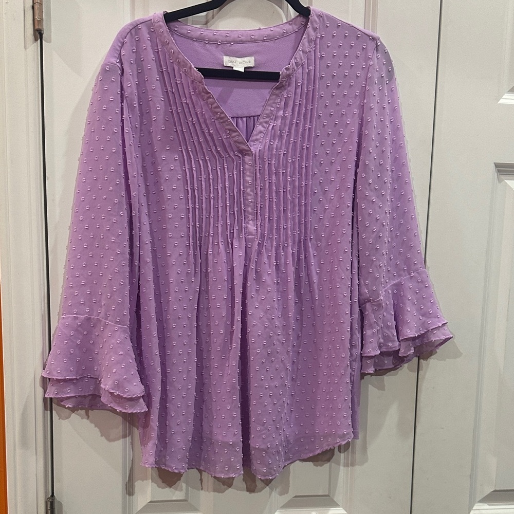 NWOT Lavender Ruffle Sleeve Women's Top size L - Picture 4 of 8